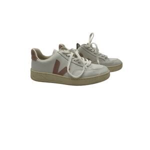 Veja + Net Sustain V-12 White Leather Suede-Trimmed Leather Sneakers Size 7